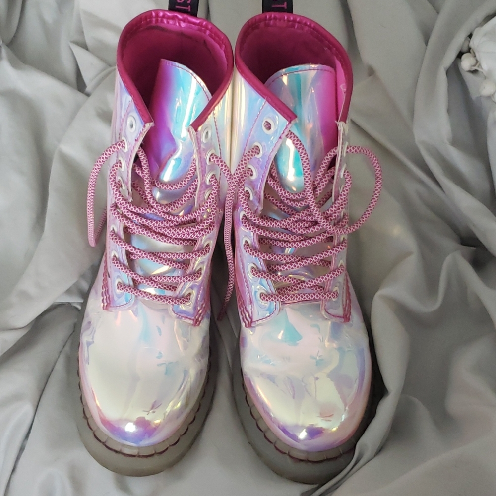 COPY - FESTY BESTY Holographic Combat Boots